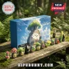 My Neighbor Totoro 2026 Advent Calendar box with miniature Studio Ghibli figurines displayed on a wooden outdoor bench.