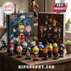 Naruto Shippuden 24-Piece Anime Advent Calendar with chibi figurines of Team 7 characters displayed on a wooden table.