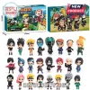 Naruto Shippuden 24-Piece Anime Advent Calendar showing branded box packaging and twenty-four individual chibi figurines.