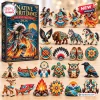 Front view of Native Spirit Dance 2026 Advent Calendar box alongside twenty-four colorful figurines.