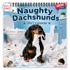 Front view of Naughty Dachshunds 2027 Wall Calendar cover showing a black and tan dachshund holding shredded toilet paper.
