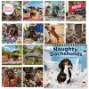 Front view of Naughty Dachshunds 2027 Wall Calendar showing grid of monthly dog photos.