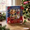 NCAA Football Team Mascot Advent Calendar 2026 box with four sports figurines, red and blue packaging, sitting on wood table.