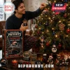 New England Patriots 65th Anniversary 2026 Advent Calendar box beside a man decorating a Christmas tree with team ornaments.