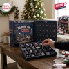 New England Patriots Christmas Advent Calendar 2026 with navy blue box, numbered doors, and 24 miniature team ornaments.