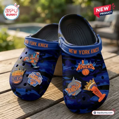 New York Knicks Blue Camo Clogs With Charms