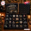 New York Yankees Christmas Advent Calendar 2026 featuring 24 numbered slots with team-branded baseball ornaments.