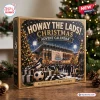 Newcastle United Football Christmas Advent Calendar showing St. James' Park, a magpie, and gifts on a wooden table.
