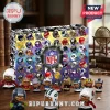 NFL 2026 Football Figurines Advent Calendar featuring numbered slots, miniature team helmets, and player figures on desk.