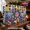 NFL 2026 Football Figurines Advent Calendar featuring 24 team mini-helmets and player figures on a blue gradient box.