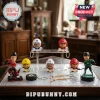 NHL Hockey Mini Figures Advent Calendar featuring various player bobbleheads, mini helmets, and hockey gear on a display.