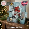 NHL Hockey Mini Figures Advent Calendar featuring 24 numbered doors, toy hockey players, and rink graphics on a desk.