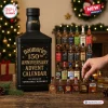 Front view of a Noomoriey 150th Anniversary Advent Calendar display with twenty-four miniature whiskey bottles.