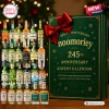 Front view of Noomoriey 245th Anniversary Advent Calendar set with various miniature whiskey bottles.
