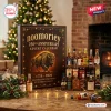 Front view of Noomoriey 250th Anniversary Advent Calendar next to miniature bourbon bottles on a wooden table.
