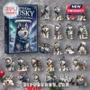 Northern Husky 24-Piece Acrylic Advent Calendar featuring a blue gift box and twenty-four unique husky dog figurines.