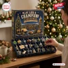 Notre Dame Fighting Irish Advent Calendar 2026 featuring 24 miniature team ornaments in a navy and gold display box.