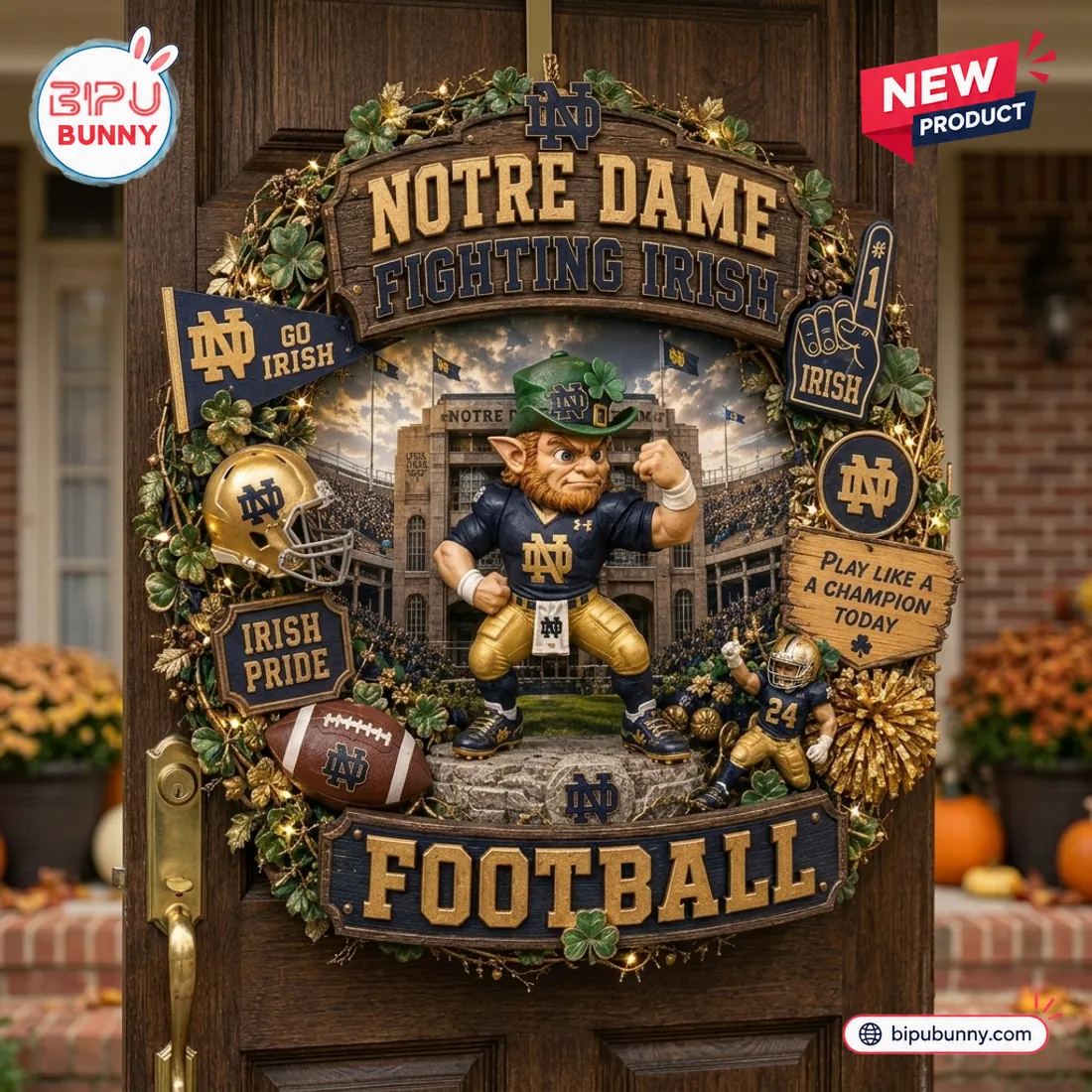 Notre Dame Fighting Irish Football Decorative Wreath Notre Dame Fighting Irish Football Decorative Wreath