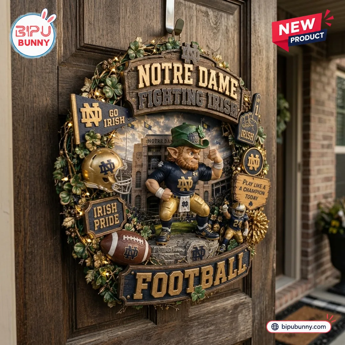 Notre Dame Fighting Irish Football Decorative Wreath Notre Dame Fighting Irish Football Decorative Wreath