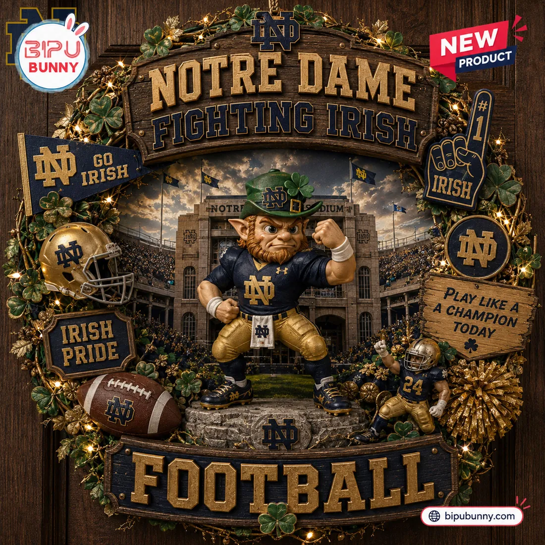 Notre Dame Fighting Irish Football Decorative Wreath Notre Dame Fighting Irish Football Decorative Wreath