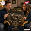 Notre Dame Fighting Irish Football Decorative Wreath with gold and navy blue accents featuring a leprechaun mascot figure.