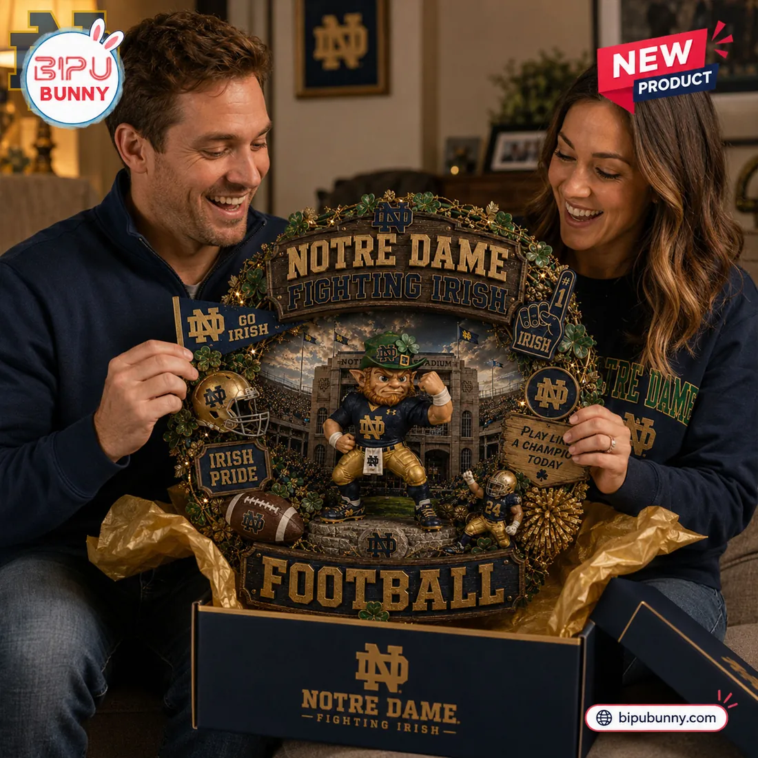 Notre Dame Fighting Irish Football Decorative Wreath Notre Dame Fighting Irish Football Decorative Wreath