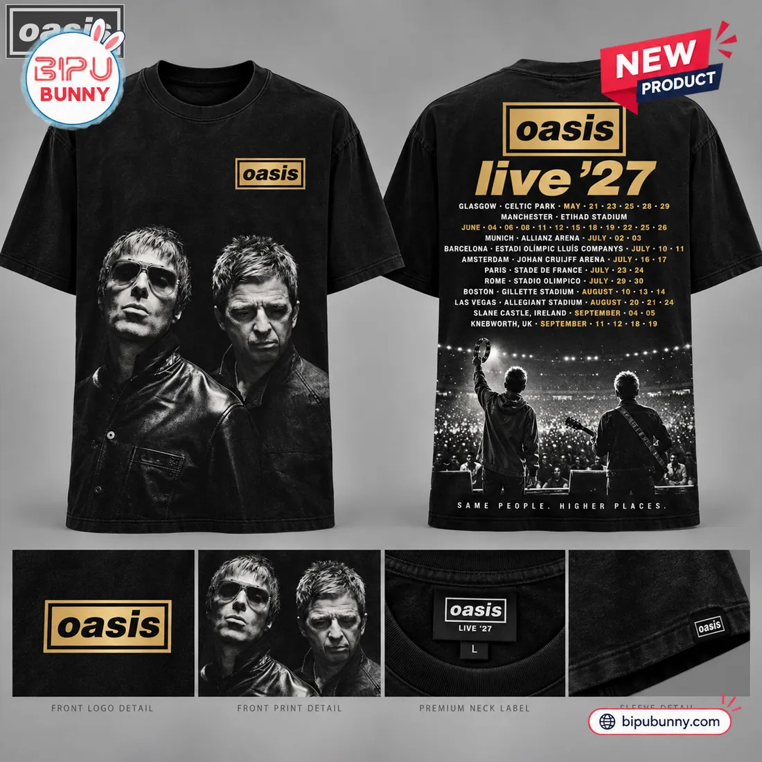 Oasis Band Tour 2027 Black T-Shirt Oasis Band Tour 2027 Black T-Shirt