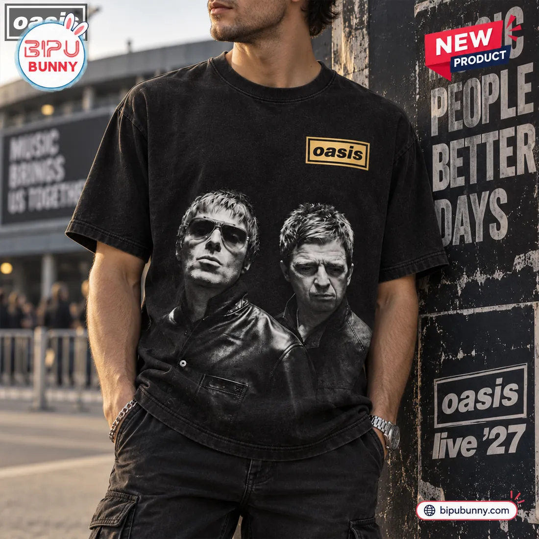 Oasis Band Tour 2027 Black T-Shirt Oasis Band Tour 2027 Black T-Shirt