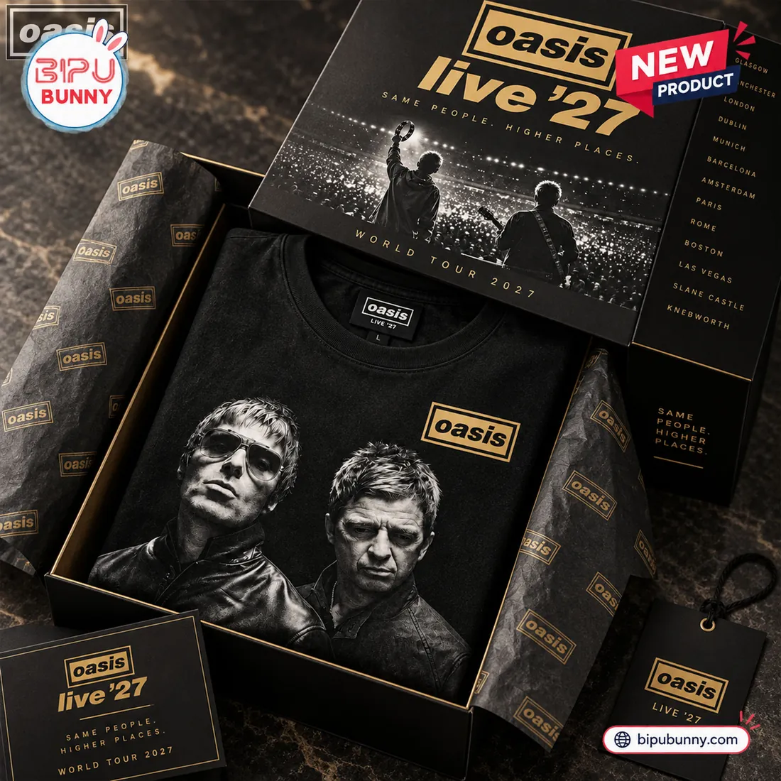 Oasis Band Tour 2027 Black T-Shirt Oasis Band Tour 2027 Black T-Shirt