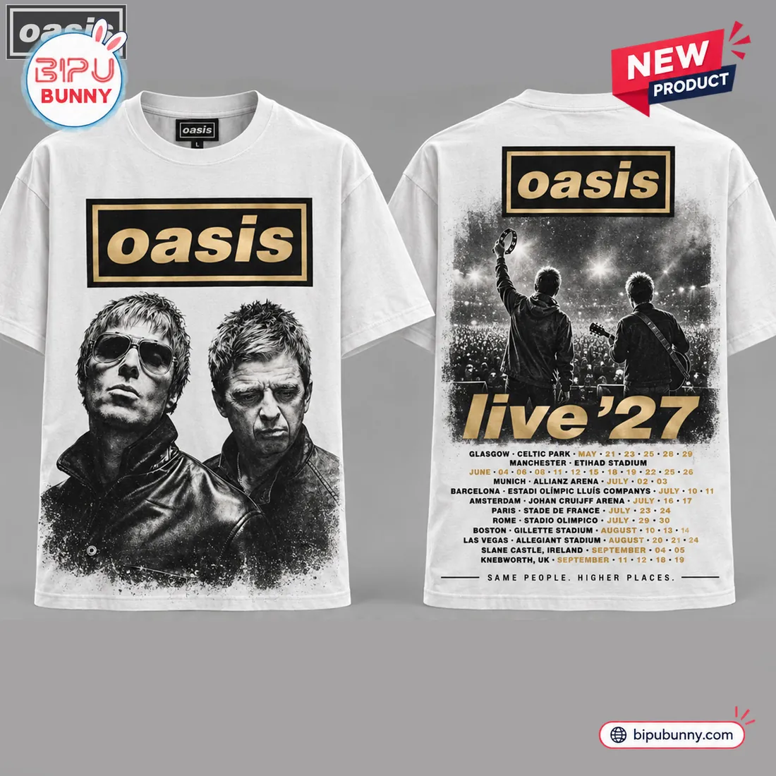 Oasis Band Tour 2027 White T-Shirt Oasis Band Tour 2027 White T-Shirt