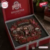 Ohio State Buckeyes decorative wreath in gift box featuring Brutus mascot, football stadium, helmets, and Go Bucks text.
