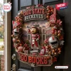 Ohio State Buckeyes Go Ducks Decorative Wreath features Brutus Buckeye, mini helmets, footballs, and stadium background.