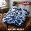 Old Dominion Monarchs Blue Camouflage Hoodie with white text, dark blue pixelated pattern, and matching navy drawstrings.