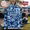 Old Dominion Monarchs Blue Camouflage Hoodie with white ODU text and crown logo on a digital camo fabric background.