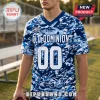 Old Dominion Monarchs Custom Camo Football Jersey featuring a blue and white camouflage pattern, white text, and number 00.