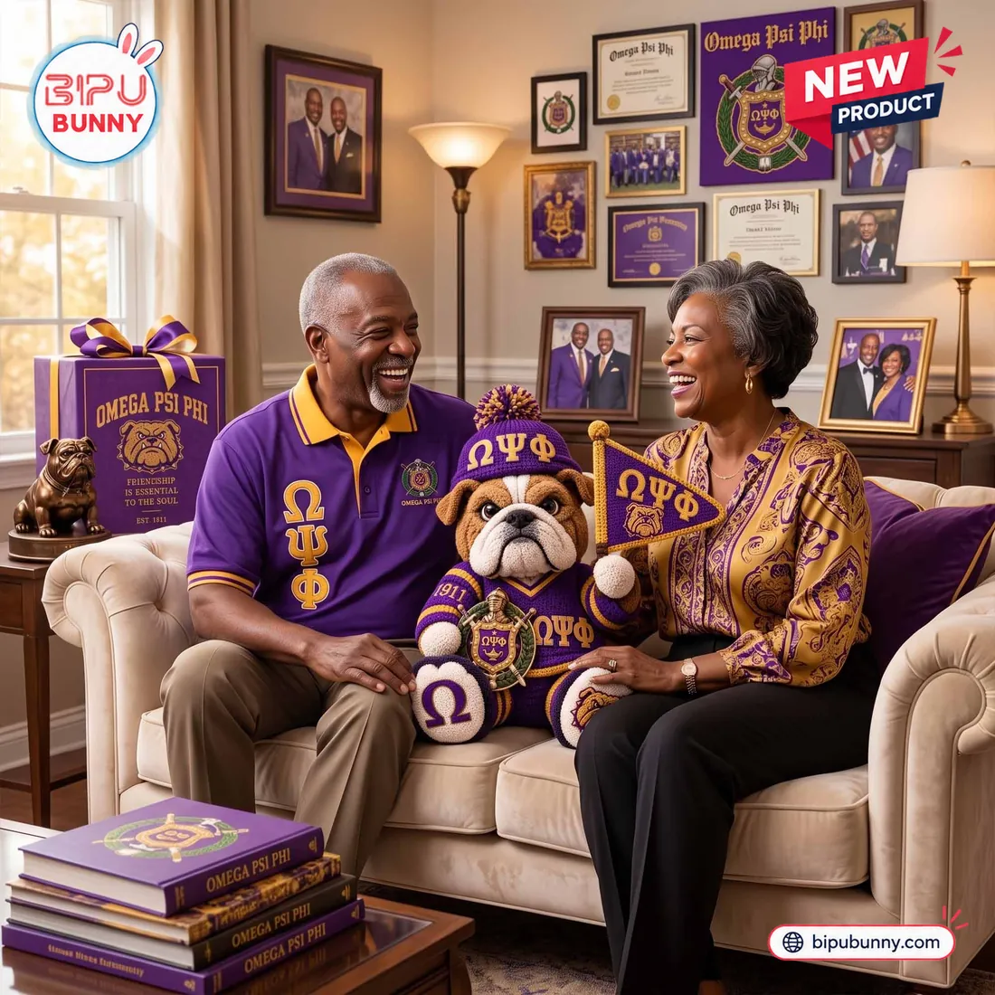 Omega Psi Phi Bulldog Crochet Plush Toy Omega Psi Phi Bulldog Crochet Plush Toy