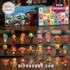 One Piece Anime Character 24-Day Advent Calendar box and twenty-four miniature vinyl figures displayed on wood surface.