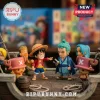 One Piece Anime Character 24-Day Advent Calendar features Luffy, Zoro, and Chopper miniatures on a wooden ship deck.