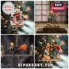 One Piece Monkey D. Luffy Christmas ornament featuring Luffy in a crouched pose on a roof surrounded by white smoke clouds.