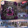 Ozzy Osbourne 46th Anniversary 2026 Advent Calendar box with purple bows and miniature heavy metal themed ornaments.