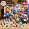 Paw Patrol The Movie 24-Piece Advent Calendar features miniature character figures and vehicles displayed on a cardboard box.