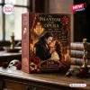 Perspective view of the Phantom of the Opera 40th Anniversary Advent Calendar box on a wooden table.