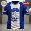 Phi Beta Sigma Fraternity Crest Blue Paisley Shirt featuring royal blue patterns, the 1914 founding year, and Greek letters.