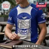 Phi Beta Sigma Fraternity Crest Blue Paisley Shirt featuring white panels, Greek letters, and a dove emblem.
