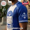 Phi Beta Sigma Fraternity Crest Blue Paisley Shirt featuring royal blue paisley fabric, white accents, and Greek letters.