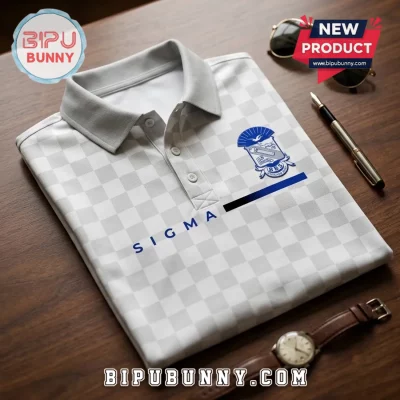 Phi Beta Sigma White Checkered Polo Shirt