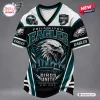 Front view of a Philadelphia Eagles Birds Unite t-shirt with eagle and city skyline graphic design.