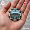 Philadelphia Eagles NFL Poker Set chip featuring Lincoln Financial Field image, green border, and embedded rhinestones.