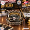 Front view of a metallic Acrisure Stadium token from the Pittsburgh Steelers Monopoly Board Game set.