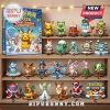 Pokemon 2026 Holiday Advent Calendar box featuring twenty-four numbered winter-themed collectible plastic figures on shelves.